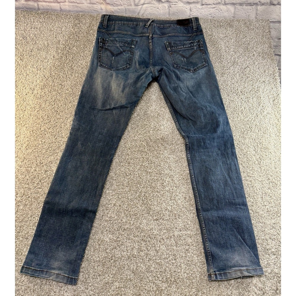 Buffalo Men's Denim Blue Slim Fit Distressed Jeans Size 36X32 Bronco Fit Dark - Picture 9 of 10